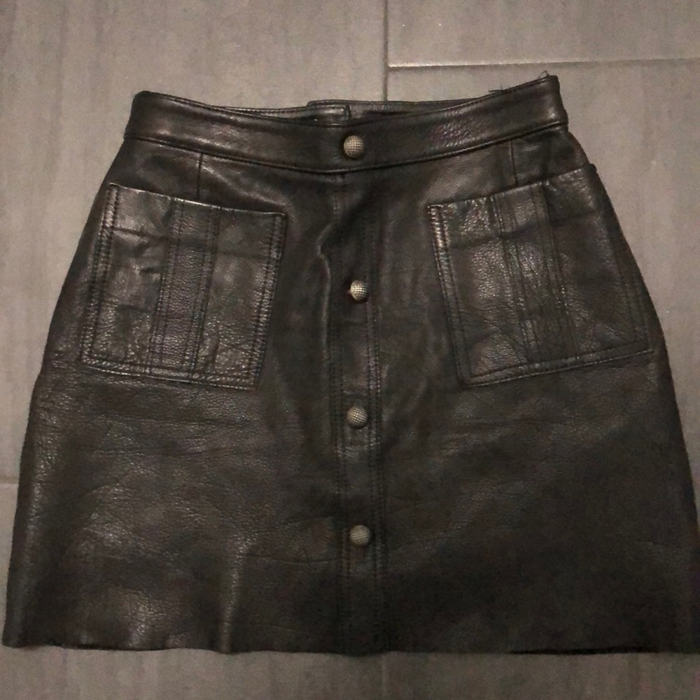 Aje.Shrimpton black mini skirt. Genuine leather.